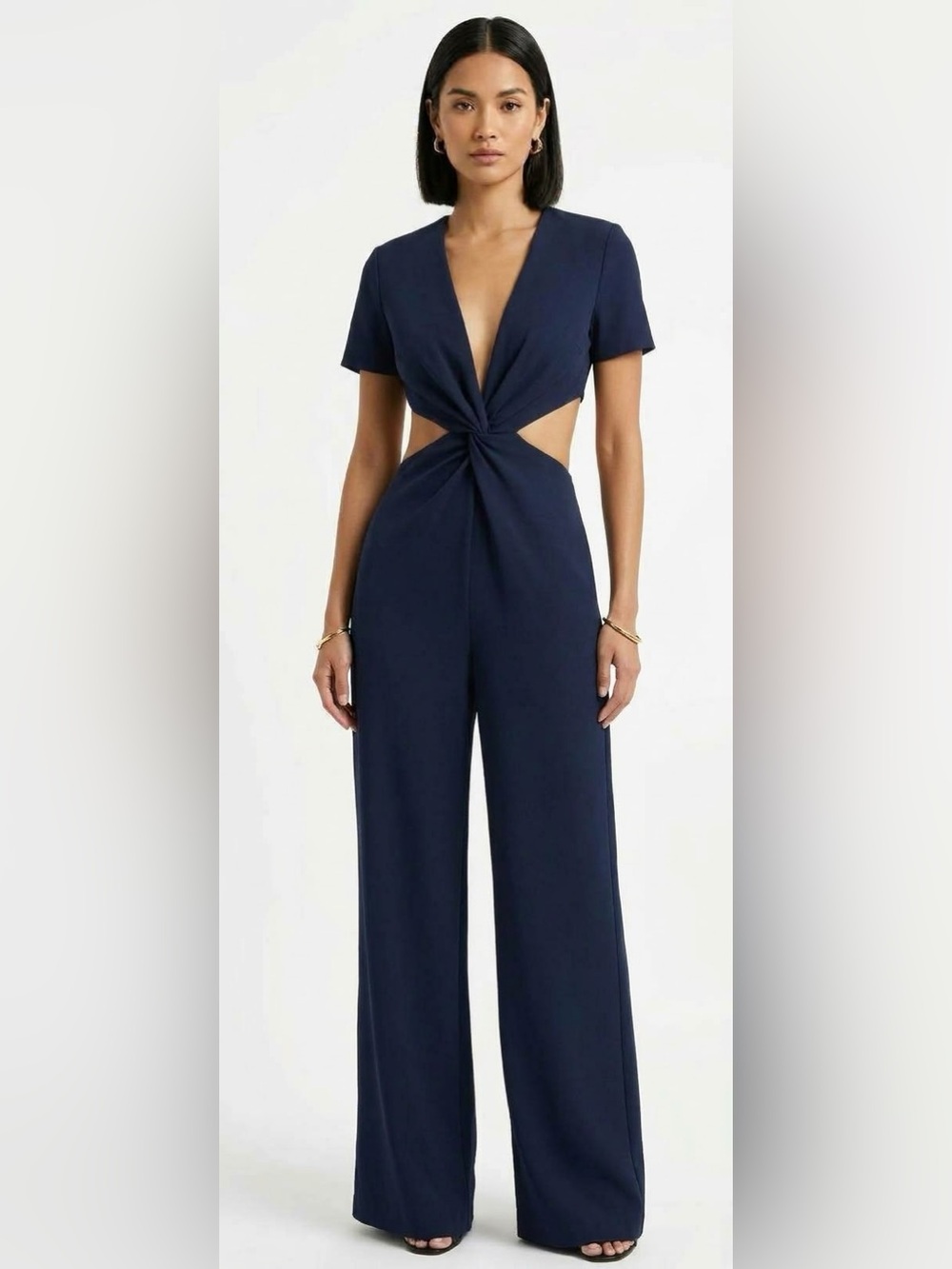 Greta Constantine Mondai Stretch Twist Front Cutout Jumpsuit Small